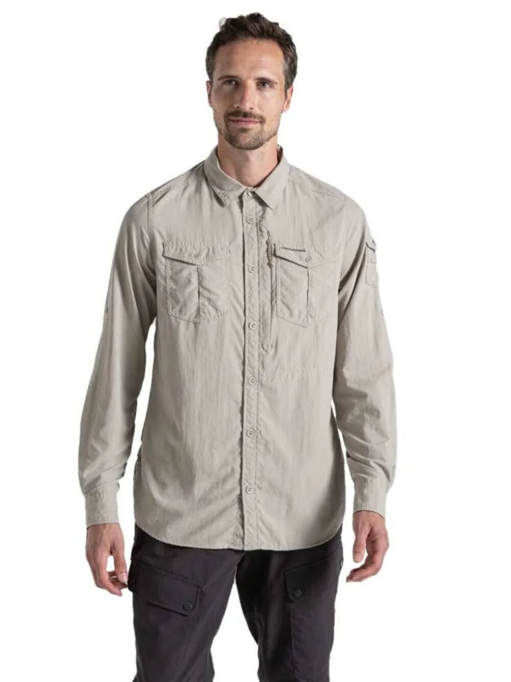 CRAGHOPPERS NosiLife Adventure Long Sleeve Button-Down Shirt Parchment Men XL